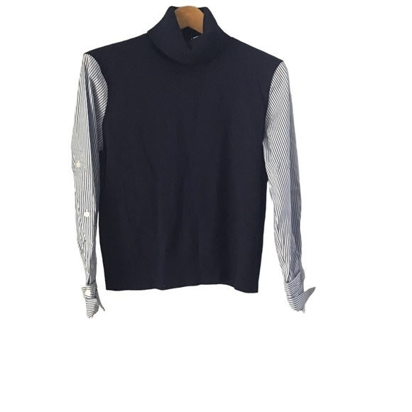 NWOT Derek Lam Corrine Striped Poplin Paneled Wool-Blend Turtleneck SP - Picture 5 of 9